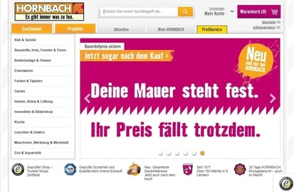 Ein Bild der Hornbach webseite von billigerals.